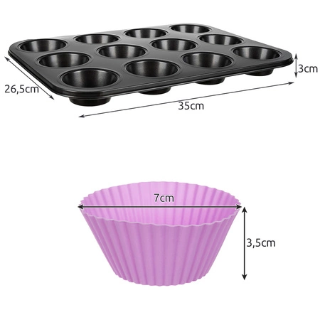 Foremki Silikonowe 12 szt Forma Blacha na Muffinki RUHHY