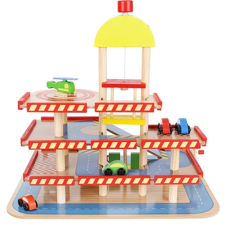 Parking Drewniany Garaż Winda Duży Tor Myjnia Auta Piętrowy Helikopter XXL KRUZZEL