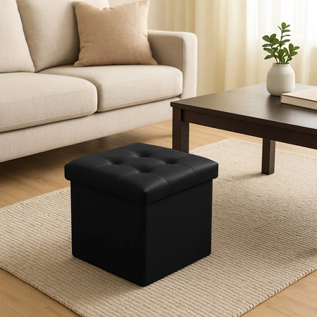 Pufa ze Schowkiem Siedzisko Puf Schowek Kufer Kostka z Ekoskóry Składana Ruhhy 25779