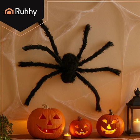 Pająk Sztuczny Włochaty na Halloween Dekoracja Duży Ozdoba Czarny 50 cm Ruhhy 26029