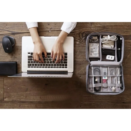 Organizer na Kable Kabli Etui Pojemnik na Ładowarki Torba + Uchwyt Podróżny TRIZAND