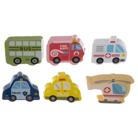 Drewniane Klocki Miasto Auta 100 Klocków + Puzzle KRUZZEL