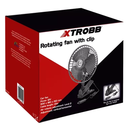 Wentylator Samochodowy Wiatrak 12V Obrotowy Mocny do Auta na Klips Duży XTROBB