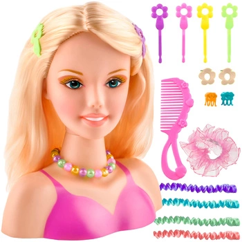 Głowa do Stylizacji Czesania Włosów Fryzur Lalka + Akcesoria Blond Włosy KRUZZEL