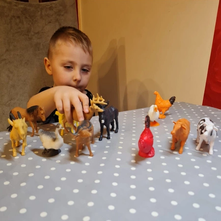 Zwierzęta Zabawki Figurki Farma Zwierzątka Domowe Inwentarz x 12 dla Dzieci KRUZZEL