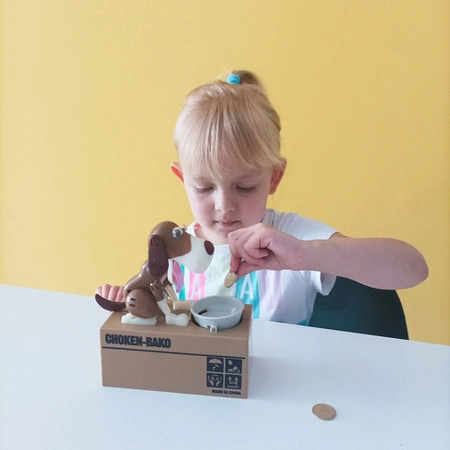 Skarbonka Interaktywna Automat Zjada Monety Pies Piesek Złodziejaszek Monet KRUZZEL