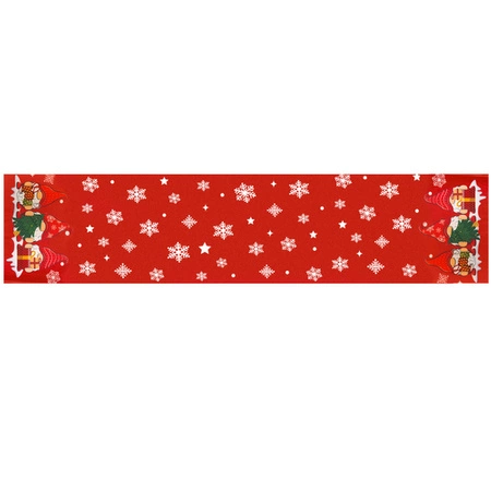 Bieżnik Świąteczny na Stół Obrus Święta 180x40 cm Skrzaty Krasnal Czerwony RUHHY