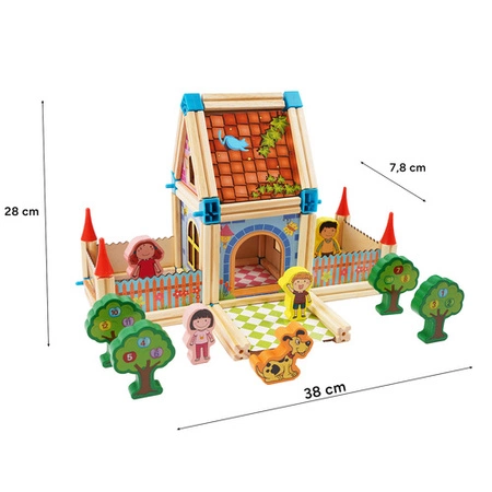 Drewniane Klocki Konstrukcyjne Domek Zestaw 268 el Edukacyjne dla Dzieci Kruzzel 26452