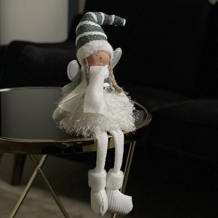 Wróżka Pomocnik Św Mikołaja Świąteczna Figurka Elf Anioł Dekoracja Siedząca RUHHY