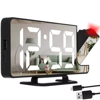 Budzik Zegar Cyfrowy Zegarek Projektor LED Lustro IZOXIS