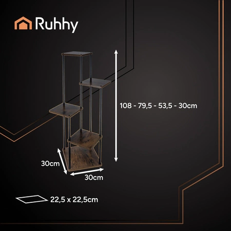 Kwietnik Stojący Stojak na Kwiaty Kwiatki Rośliny Metalowy Loft 5 Poziomowy RUHHY 25998