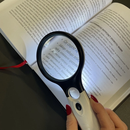 Lupa Szkło Powiększające do Czytania z Podświetleniem Podwójna 3 Diody LED IZOXIS