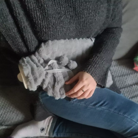 Duży Termofor Gumowy w Pokrowcu Ogrzewacz Pluszowy RUHHY