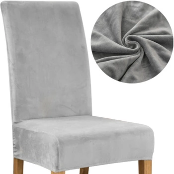Pokrowiec na Krzesło Elastyczny Welur Szary Uniwersalny Jasny Welurowy RUHHY