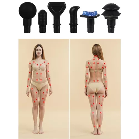 Pistolet do Masażu Masażer Gun Mocny do Ciała Pleców Wibracyjny 12 Końcówek MALATEC