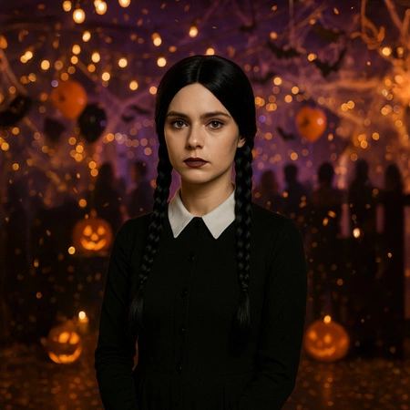 Peruka Damska Długa Soulima Dwa Warkocze Proste Włosy z Siatką Czarna Party