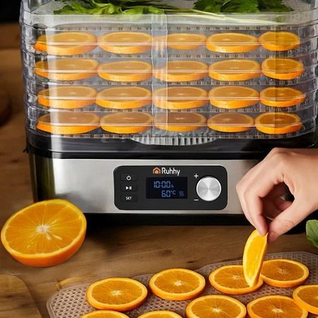 Suszarka do Grzybów Owoców Warzyw Ziół Duża Tacki + Sita Maty Nóż Szczypce RUHHY 25928