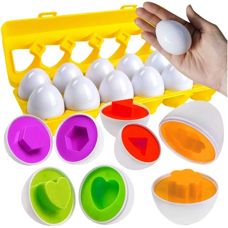 Sorter Jajka Układanka Edukacyjna Montessori Dopasuj Kształty Kolory 12 Jaj 26653