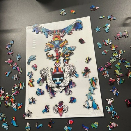 Puzzle Drewniane Układanka Edukacyjna Klocki dla Dzieci Dorosłych Gra Wilk KRUZZEL