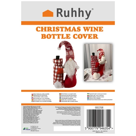 Ubranko na Butelkę Pokrowiec Etui na Święta Świąteczne Wino Skrzat Krasnal RUHHY