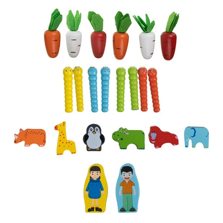 Drewniany Sorter Edukacyjny Złap Robaczka Marchewki Układanka Montessori Kruzzel 26250