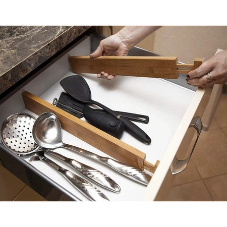 Organizer do Szuflady Seprator Szuflad Regulowana Przegroda Bambusowy 4 szt RUHHY