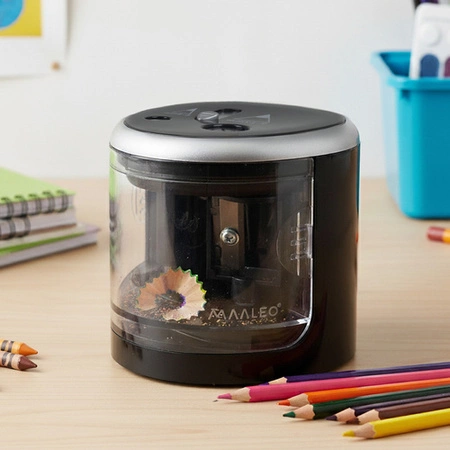 Temperówka Elektryczna Podwójna Automatyczna 2 Otwory Wymienne Ostrza Czerń Maaleo 26046