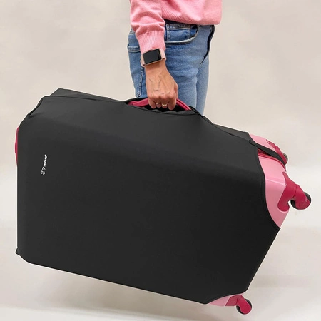 Pokrowiec Ochronny na Dużą Walizkę Podróżną L Etui Bagaż 70x50x30 Czarny TRZIAND