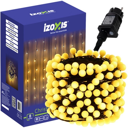 Lampki Choinkowe 300LED Flash 30m IZOXIS Zewnętrzne Kulki Ciepłe Białe