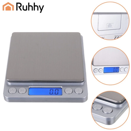 Waga Kuchenna Ruhhy Elektroniczna Precyzyjna LCD 2000g 2kg 0,1g z Misą x2 26507