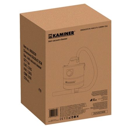 Odkurzacz Przemysłowy Bezworkowy do Kominka Popiołu Gruzu Pieca Grilla 15l Kaminer 26239