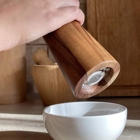 Młynek do Soli i Pieprzu Młynki Drewniane Mielenia Przypraw Ręczny 2 Zestaw RUHHY