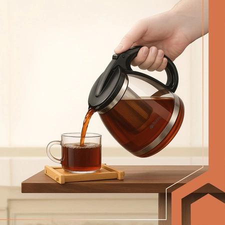 Dzbanek do Herbaty Szklany z Zaparzaczem Kawy Zaparzacz do Ziół Imbryk 2l Ruhhy 26066