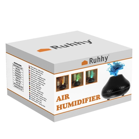 Nawilżacz Powietrza Dyfuzor Zapachowy Efekt Ognia Kominek LED Aromaterapia RUHHY