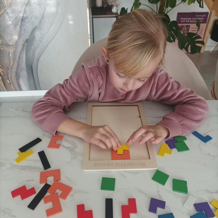 Układanka Puzzle Klocki Drewniane Gra Zabawka Logiczna Edukacyjna 40 el KRUZZEL