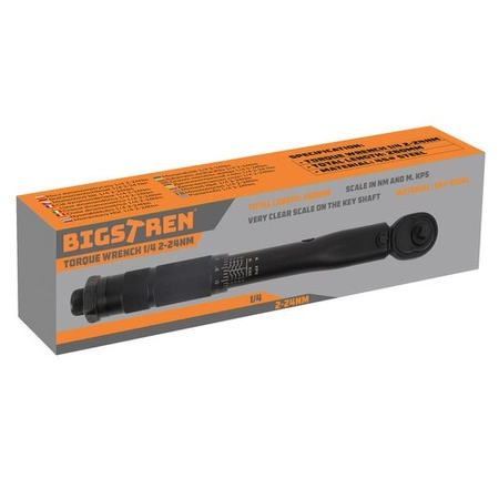 Klucz Dynamometryczny 1/4 2-24 Nm z Blokadą + Certyfikat Kalibracji w Etui BIGSTREN