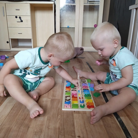 Układanka Drewniana Sorter Klocki Alfabet i Cyfry KRUZZEL