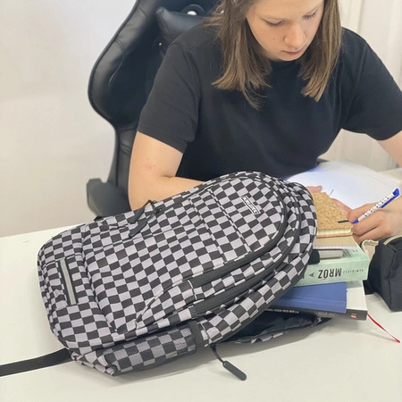 Plecak Szkolny Sportowy Młodzieżowy + Worek Pojemny 22l Czarny w Kratkę KRUZZEL