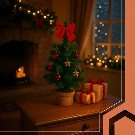 Choinka Sztuczna 45 cm RUHHY na Stół i Komodę Jak Żywa Gęsta z Dekoracją