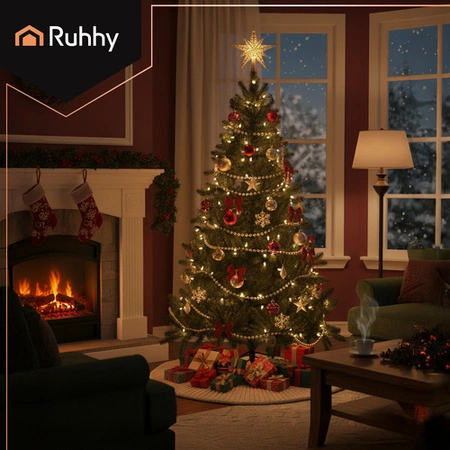 Choinka Sztuczna jak Żywa RUHHY Świerk Gęsta Duża 2,1m ze Stojakiem Premium