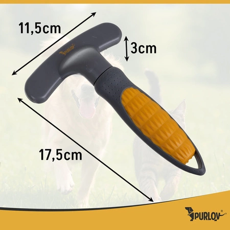 Grzebień z obrotowymi zębami Purlov dla psa kota Dwurzędowa szczotka