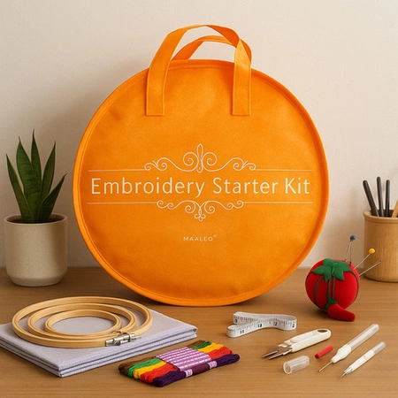 Mulina do Haftowania mix Kolorów 100 szt Nici + Zestaw Akcesoriów Tamborek 25724 MAALEO