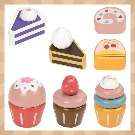 Drewniany Duży Zestaw do Herbaty Kruzzel Serwis do Zabawy Dla Dzieci Patera