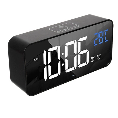 Budzik Elektroniczny Zegar LED Głośny Stojący Data Termometr Działa na Głos IZOXIS