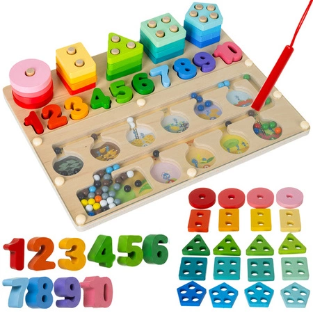 Drewniany Sorter Dla Dzieci Kruzzel Zabawka Edukacyjna 3w1 Montessori