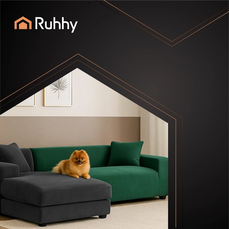 Pokrowiec na Narożnik Kanapę Leżankę Butelkowy Welur Elastyczny 190 - 230cm Ruhhy 26183