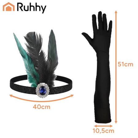 Zestaw Retro Ruhhy Karnawał Lata 20 Stylowy kostium z akcesoriami 9el Damski 26273