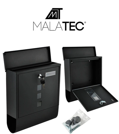 Skrzynka Pocztowa z Tubą Na Listy Gazety Czarna MALATEC