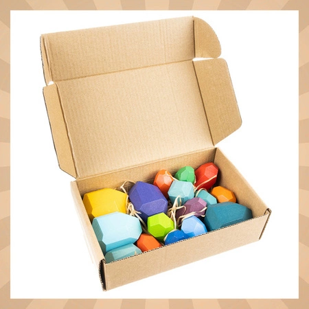 Klocki Drewniane Kruzzel Kamienie - zestaw 16 sztuk, kolorowe, trwałe 26323