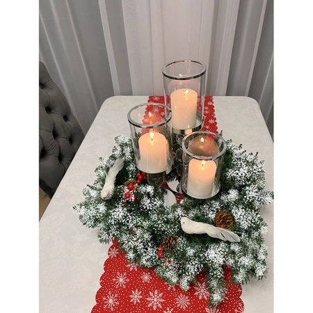 Stroik Świąteczny Wianek na Drzwi Dekoracyjny Ozdobny Ozdoba 45cm Ośnieżony RUHHY